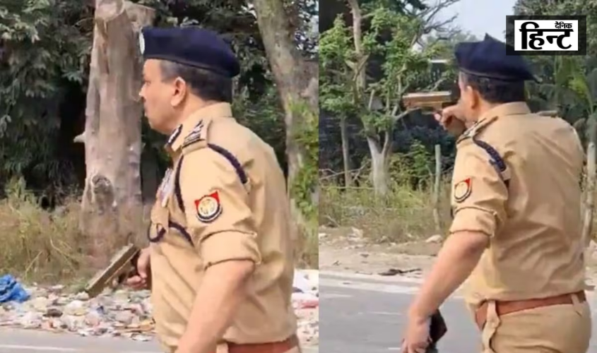 Bahraich : सांप्रदायिक हिंसा के बाद अमिताभ यश ने खुद संभाला मोर्चा, पिस्तौल लहराते वायरल हुई तस्वीर